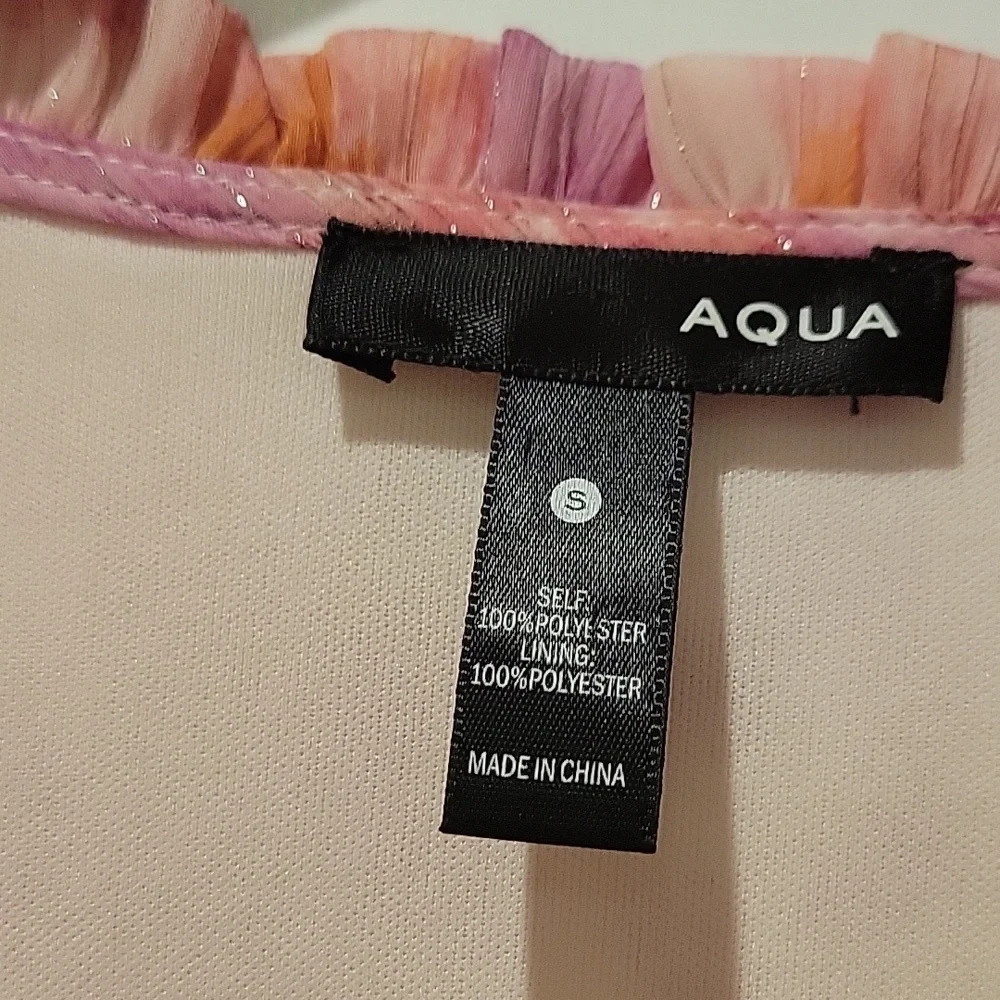 Aqua Pink and Orange Ruffled Tiered Long Sleeve Dress - Picture 3 of 10